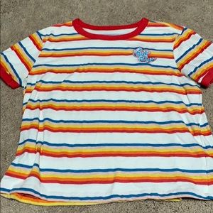 embroidered stripped tshirt, slightly cropped